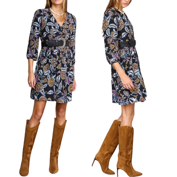 BA&SH Robe Volver Dress NWT floral Mini puff sleeve small 4 - Picture 3 of 12